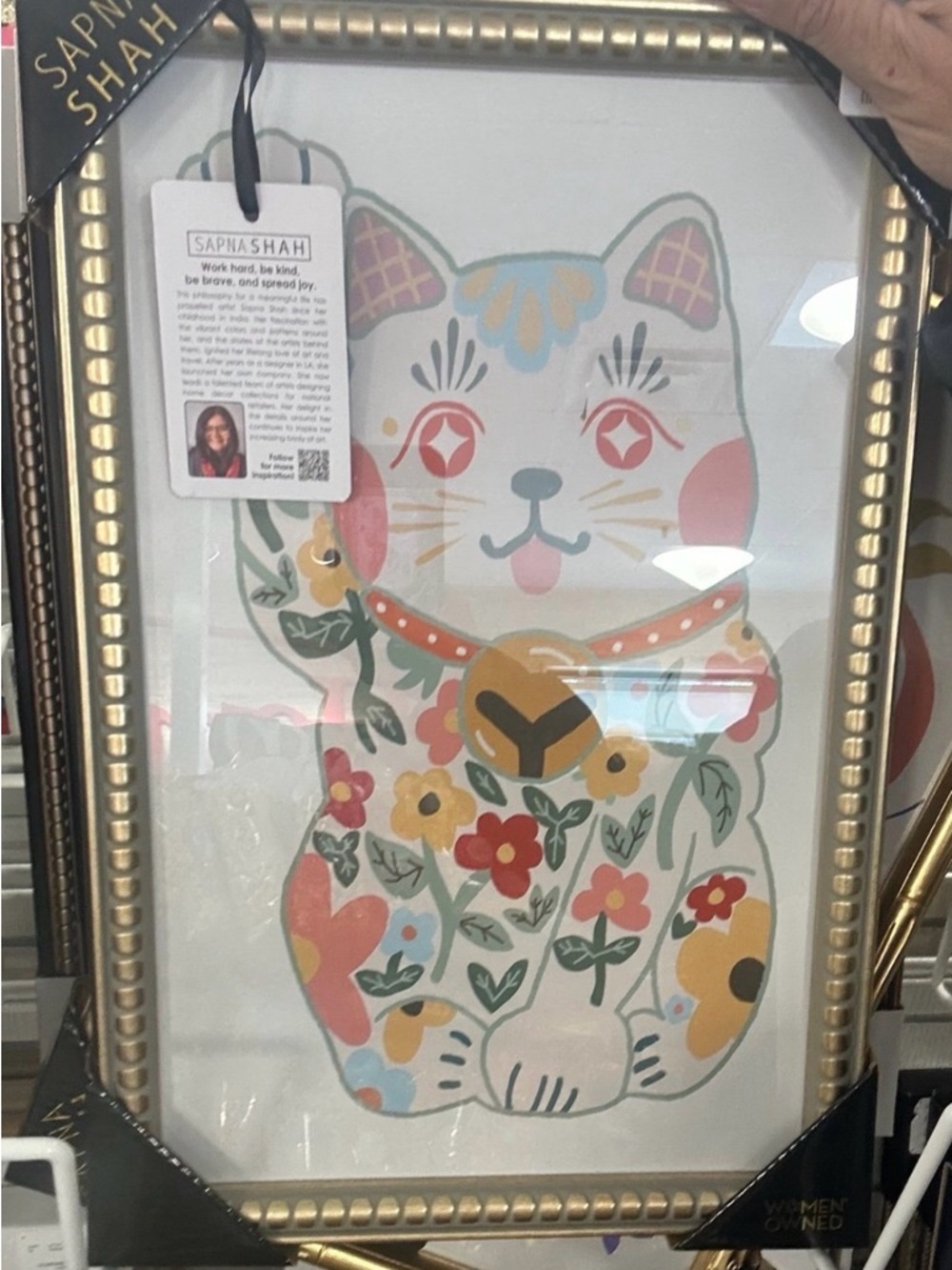 Taylor Swift Eras Tour Lucky Cat Sapna Shah Maneki Neko Framed Print 14x11 NWT
